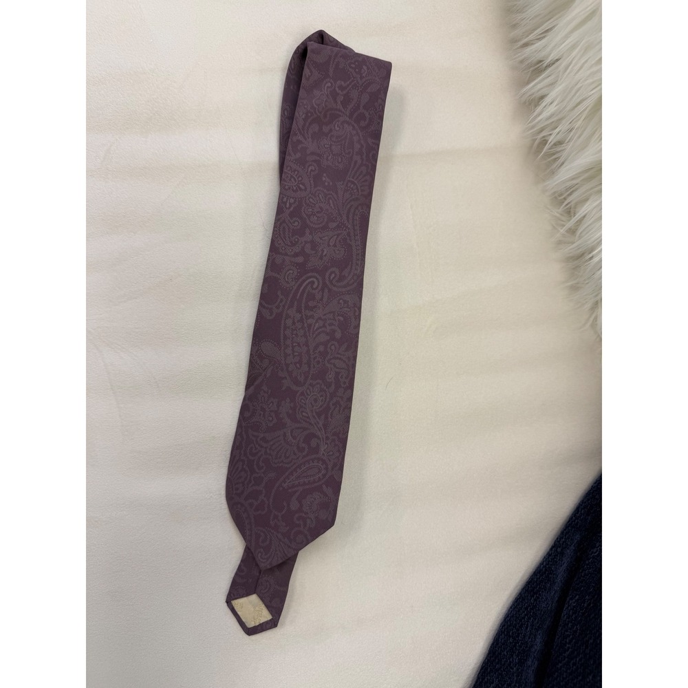 Pierre Balmain Paris Vintage Silk Tie Purple Paisley Handmade Italy Designer